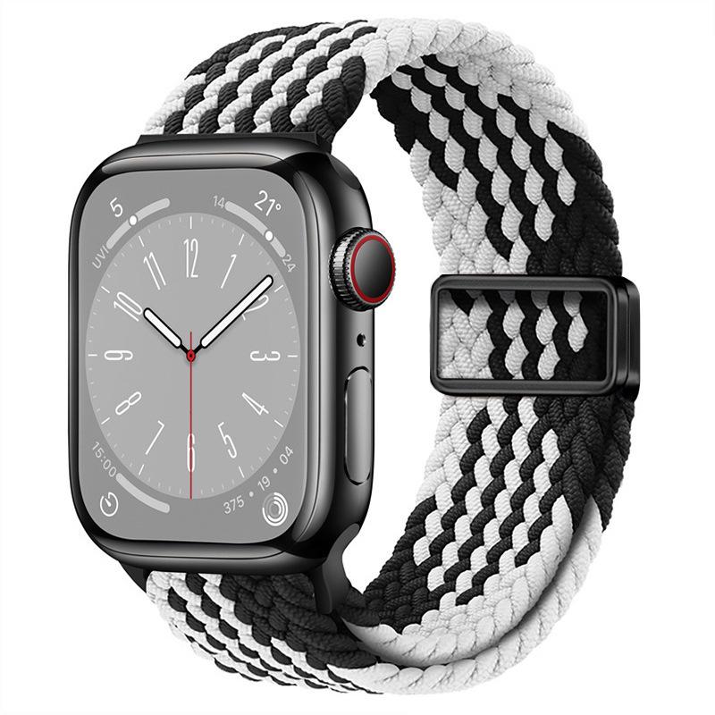 Compatible with Apple Watch S10, iWatch 11, Xiaomi 9, Huawei; Rainbow Nylon Magnetic Buckle Strap.