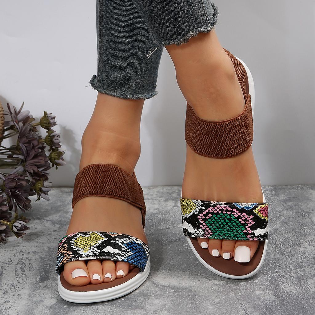 Snakeskin Print Wedge Sandals for Women Summer Fashion Non Slip Beach Shoes Woman Lightweight Causal Sports Sandalias Mujer
