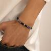 Salircon Fashion Male Elastic Bracelet Street Hip Hop Acrylic Glass Beads String Bracelet for Men Party Jewelry Decoration