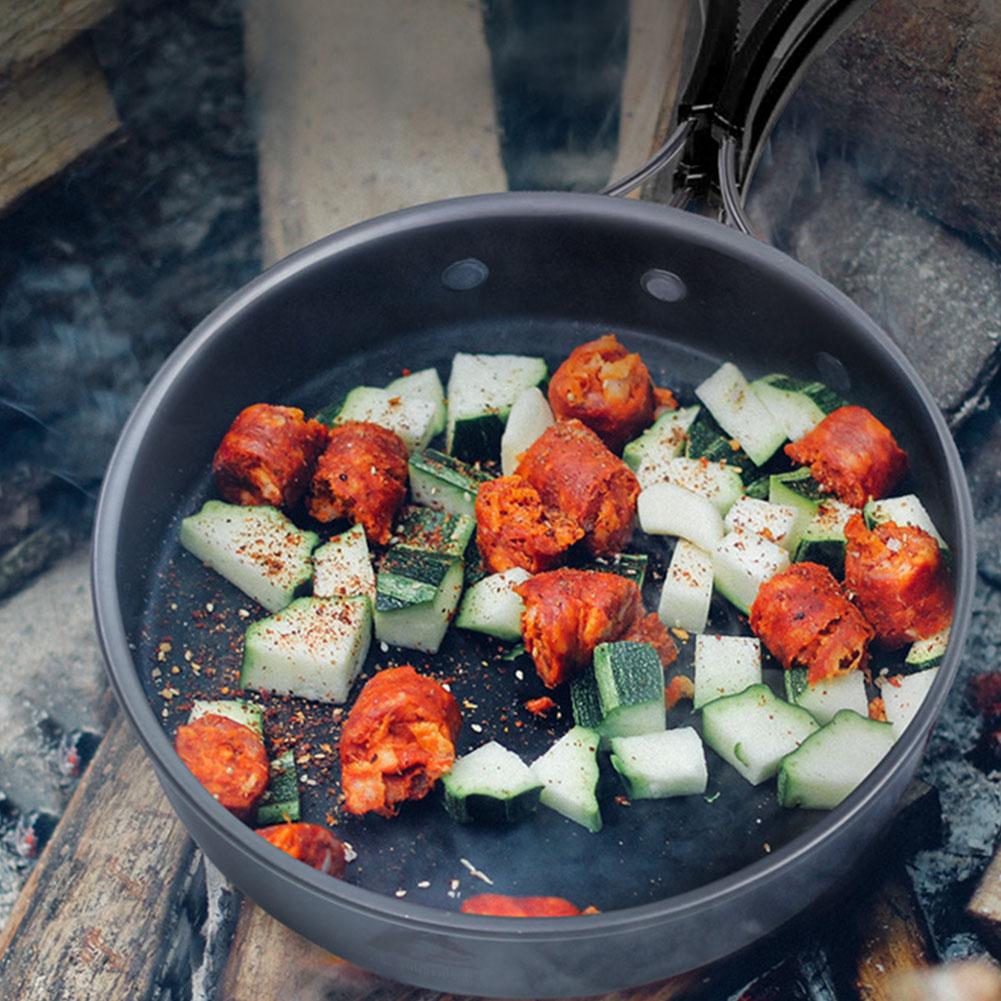 1 2 People Outdoors Portable Folding Pan Aluminum Alloy Cookware Picnic Hiking Camping Pot