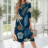 Damen Freizeitkleid Mittellang Rundhalsausschnitt Kurze Ärmel Hawaiianischer Print Lockere Passform Sommerkleid für den täglichen Gebrauch