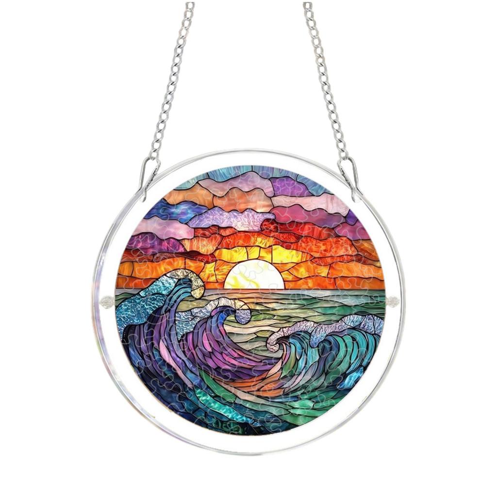 20cm 2D Acrylic Puzzle Garden Sun Catcher Hanging Ornament Spring Themed Bird Design Decorative Window Hanging Art Piece