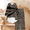 Floral Print Print Two Piece Outfit Women Long Sleeve Irregular Hem Tunic Top Wide Leg Pants Casual Matching Set