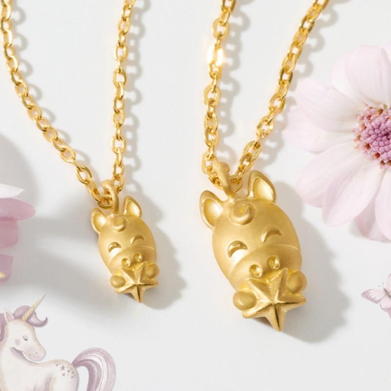 Porti 24k Gold 1.875g Horse Zodiac Special Stone Necklace