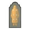 Halloween Ghost Mirror Spooky Hologram Ghost Skeleton Mirror with LED Light for Halloween Home Bedroom Decor