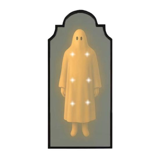 Halloween Ghost Mirror Spooky Hologram Ghost Skeleton Mirror with LED Light for Halloween Home Bedroom Decor