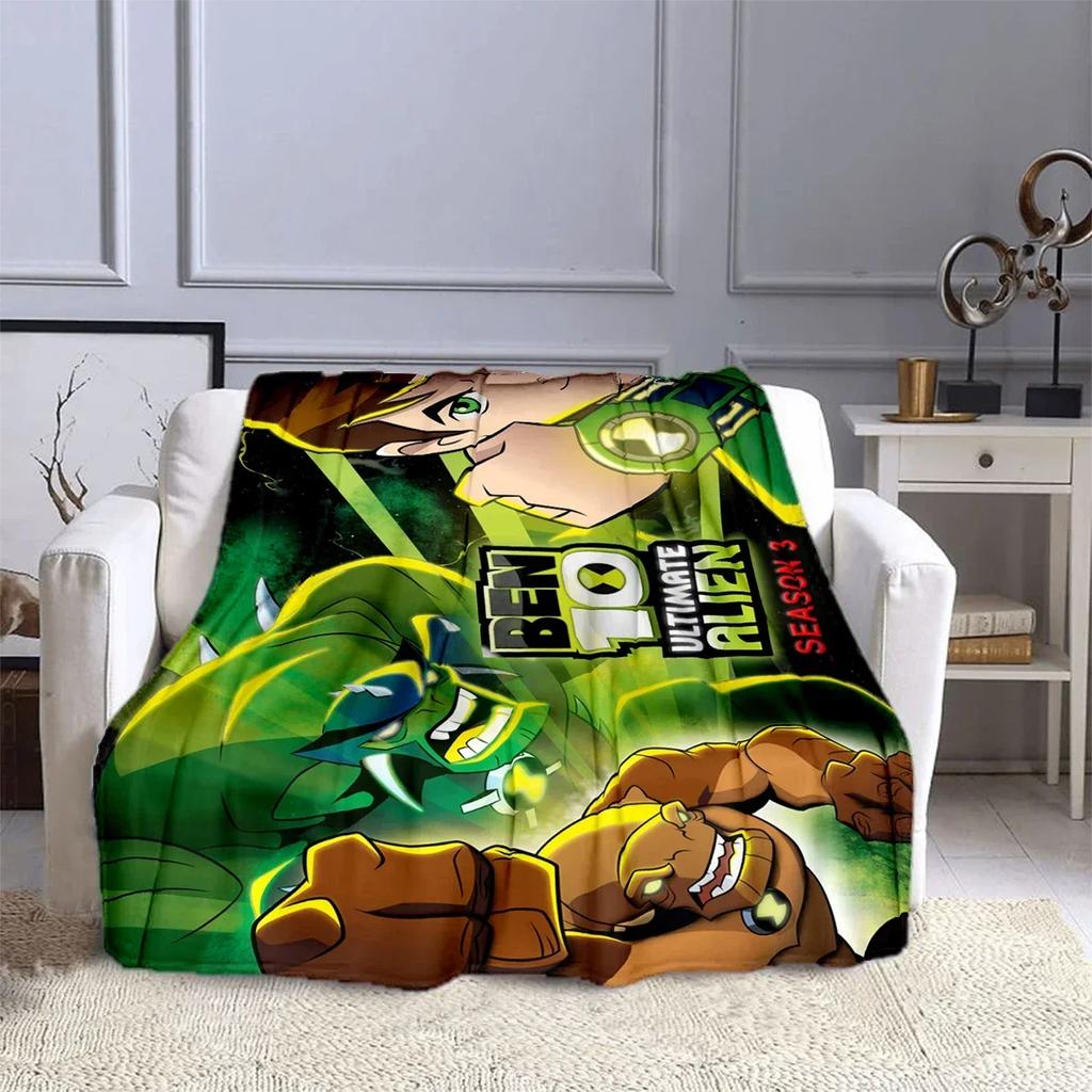 Cartoon B-Ben 10 Hero Anime Blanket Children's Blanket High Quality Flannel Blanket Soft Comfortable Home Travel Blankets
