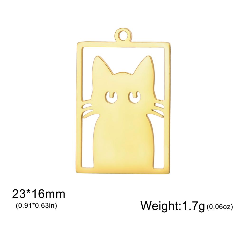 Teamer 3pcs/lot Pet Cat Pendant Gold Color Stainless Steel Kitten Animal Charms for Necklaces Earrings Jewelry Making Wholesale