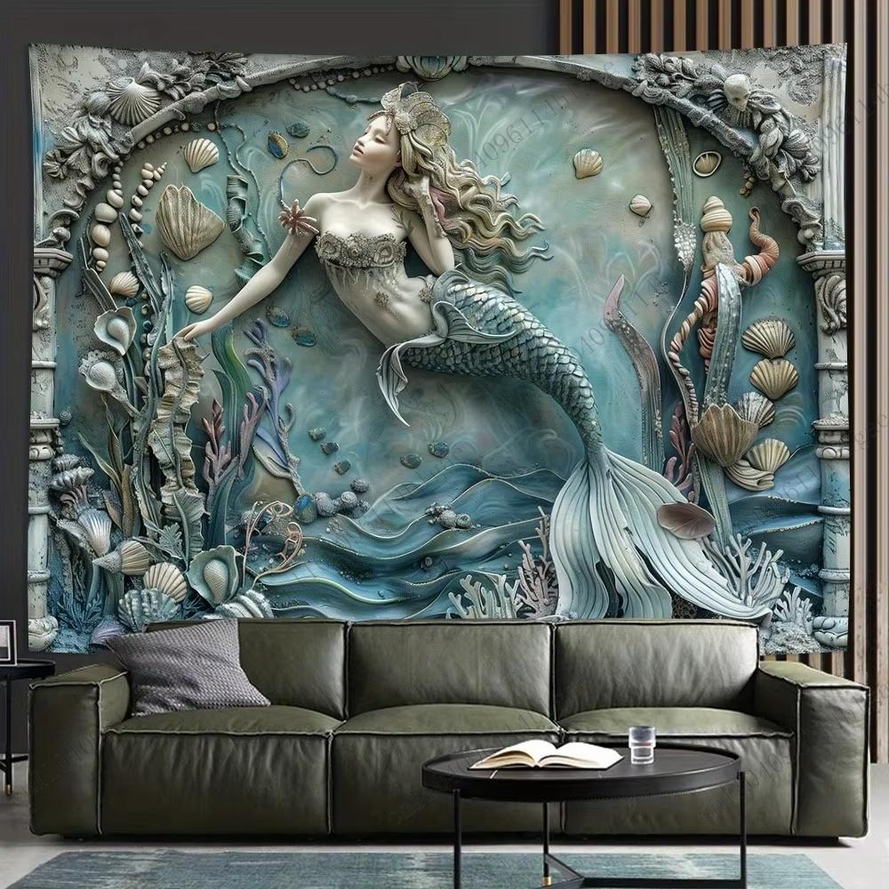 

Гобелен Фантазия русалки Загадочный декор для спальни Настенное искусство Домашний декор Аксессуары для украшения комнаты 29x37in