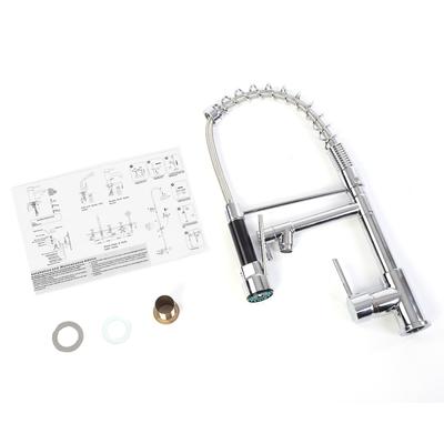 Brass Kitchen Sink 3 Handles Mixing Faucet with Pull Out Spray Hose Hot Cold Water Mixer Tap #2