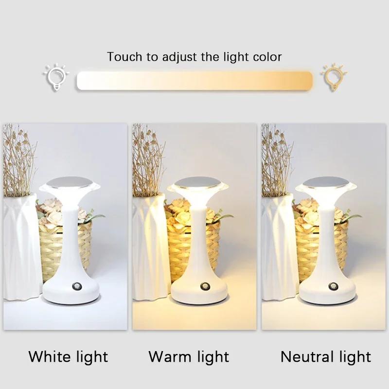 Wireless LED Table Lamp Touch Sensor Desktop Night Light Rechargeable Reading Lamp for Restaurant Hotel Bar Bedroom Decor Light