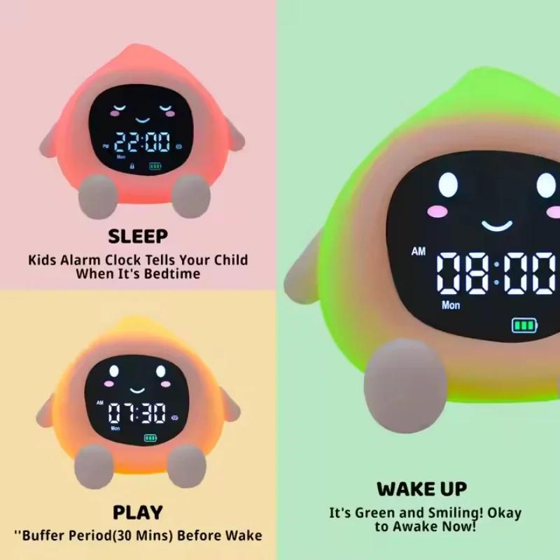 New 2025 Alarm Clock for Kids 6-IN-1 Fruit-Shape Toddler Sleep Training Clock Cute Touch Night Light for Children's Bedroom