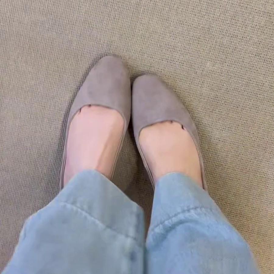 Sheepskin version~ Autumn outer wear commuting simple temperament round head inner height increase versatile soft sole dormitory women's shallow mou