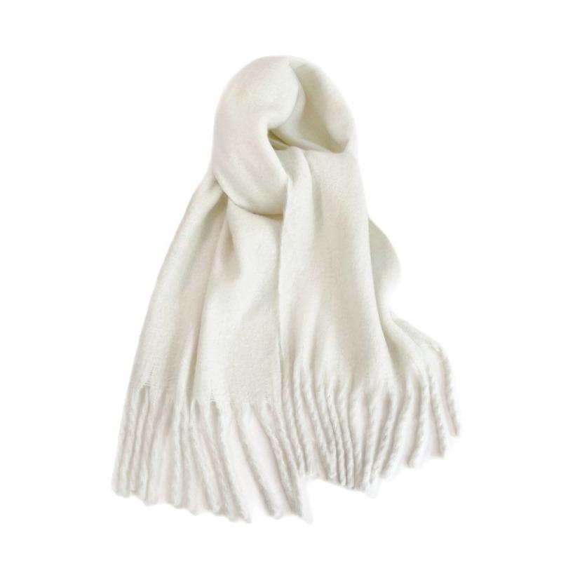 Vacuum Packing Mohair Scarf Autumn and Winter Solid Color Scarf White Shawl