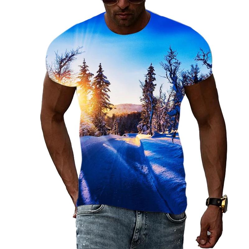 New Christmas Tree 3D Print Casual Fashion Men's Hip-Hop Fun Short-Sleeve T-Shirt Summer Stylish Trendy Round-Neck Lightweight Top