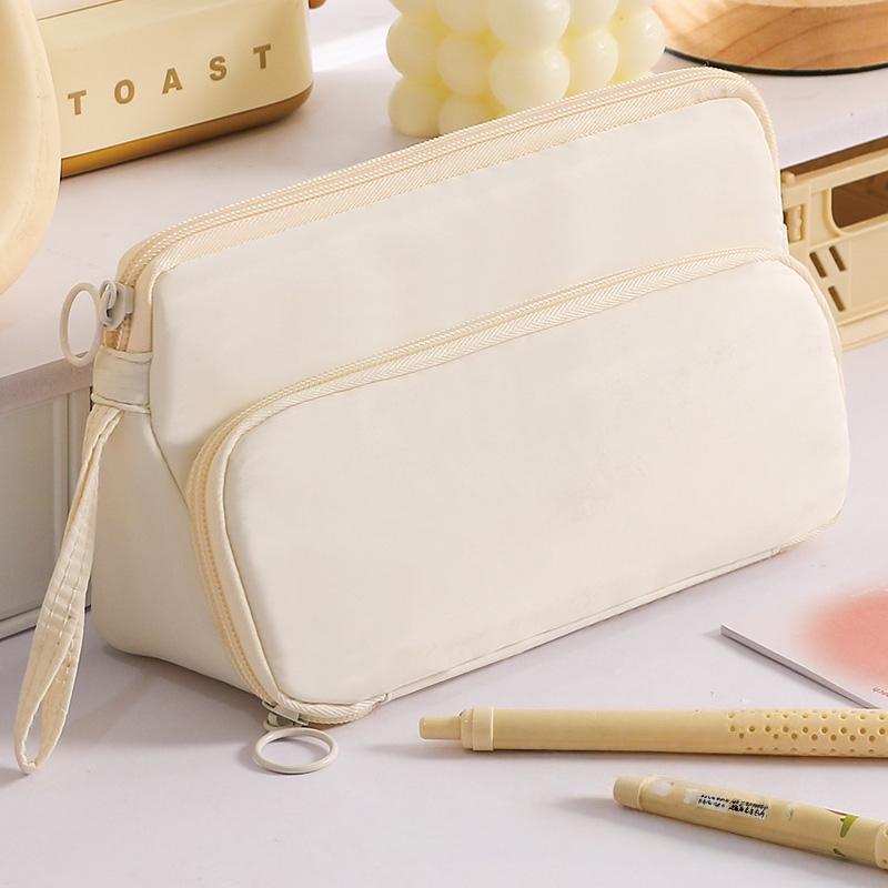 1pcs Pencil Case Triangle Pen Bag Staged Pocket Multi Mesh Storage Trasparent Back Pocket Stationery Organizer Pouch