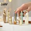 Indoor Holiday Home Decorations 8 Pcs Resin Nativity Figurines Set, Christian Scene Figures, Jesus Birth Religious Christmas Tabletop Miniature