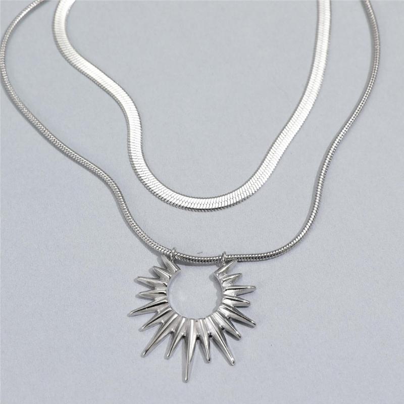 Titanium Steel Necklace Daily Wear Sun Layered Choker for Women Girl Party