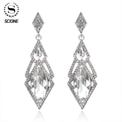 Women Shiny Classic Water Drop Long Earrings Luxury Wedding Jewelry Brides