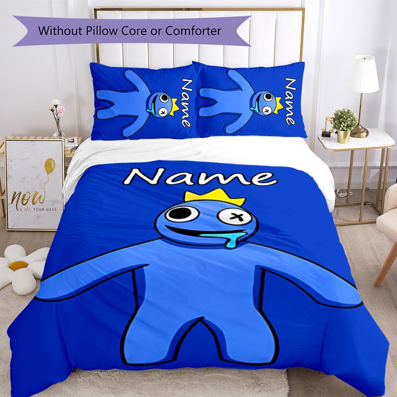 Set Biancheria da Letto 3 Pezzi Nome Personalizzato Rainbow Friends Copripiumino Chiusura Include 1 Copripiumino & 2 Federe per Tutte le Stagioni Decorazione Camera da Letto