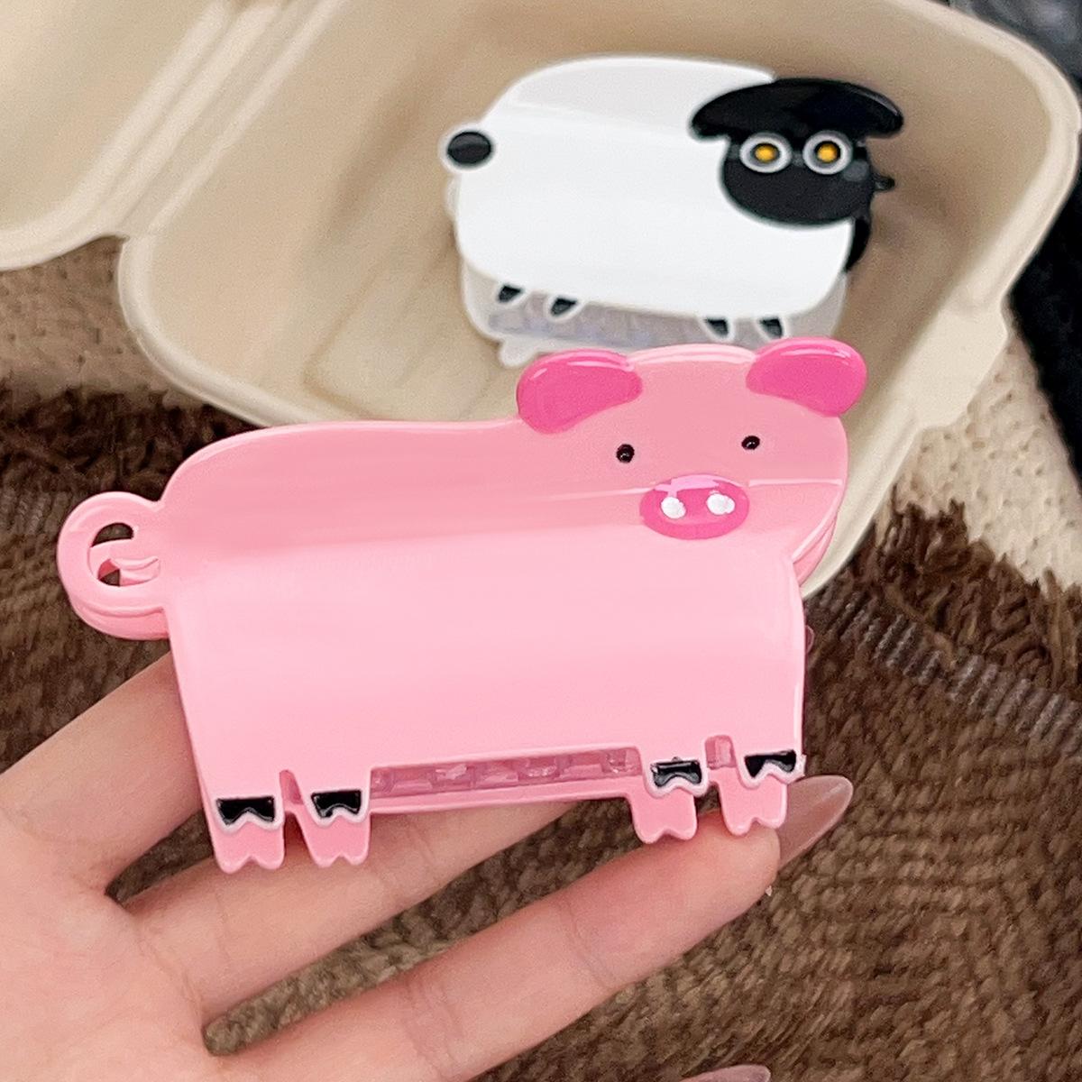 

1pc Subtle creative cartoon animal gripper cute pig and lamb hair clip acetate shark clip hair clip hair accessories for women