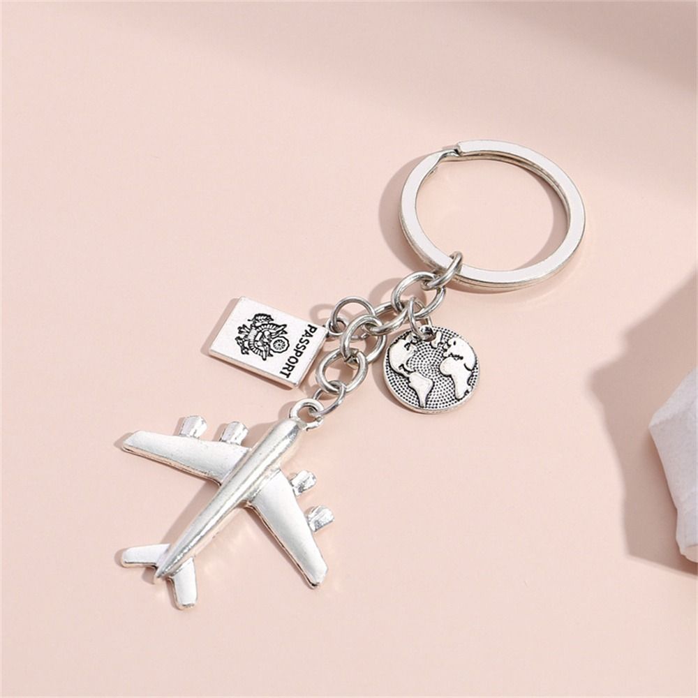Metal No Matter Where Earth Airplane Keychains Travel Keyring Key Ring No Matter Where Pendant