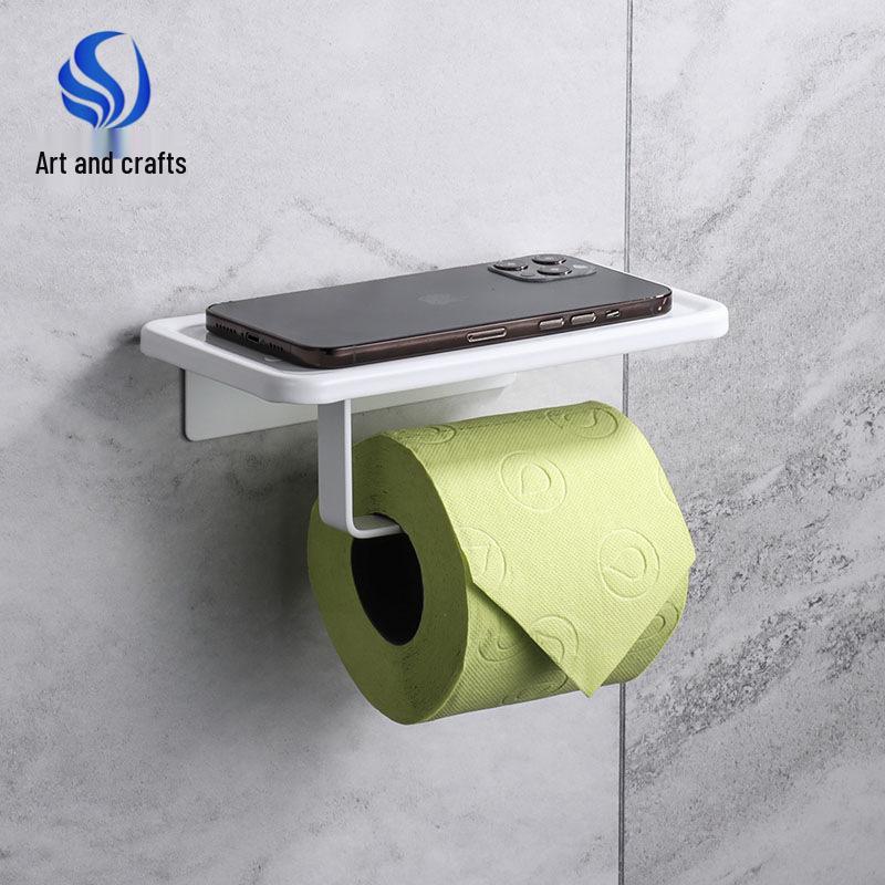 

Самоклеящийся держатель для туалетной бумаги из космического алюминия с полкой для телефона