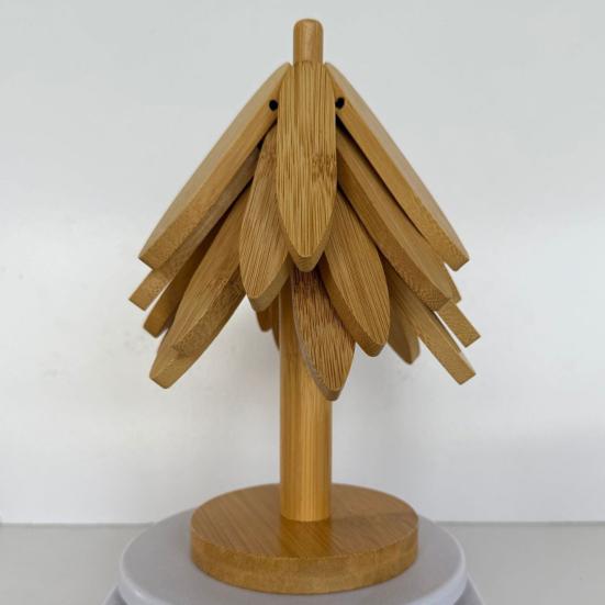 3/4/5Pcs Placemat Christmas Tree Design Bamboo Table Cushion Coaster Set High Temperature Resistant Insulation Mat