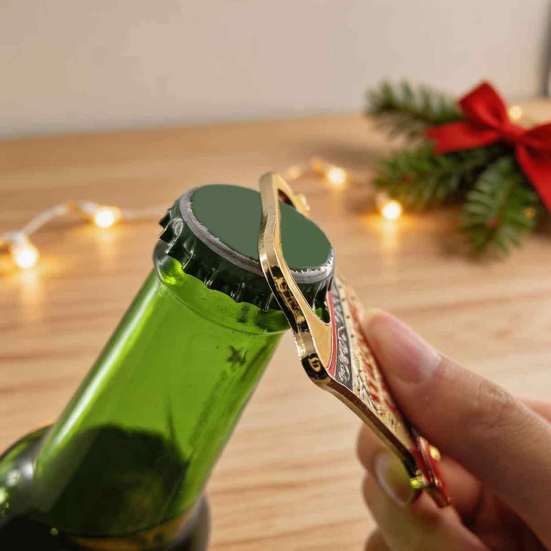 Holiday Bar Tool Accessory Christmas Bell Bottle Opener, Heavy Duty Beer Cap Remover, Magnetic Festive Kitchen Wall Decor Refrigerator Magnet,