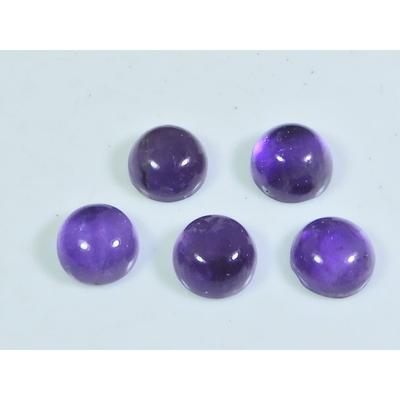 9MM Natural Amethst Ring Size Round Cabochon Loose Gemstone 5Pcs Lot 16Cts. A-427