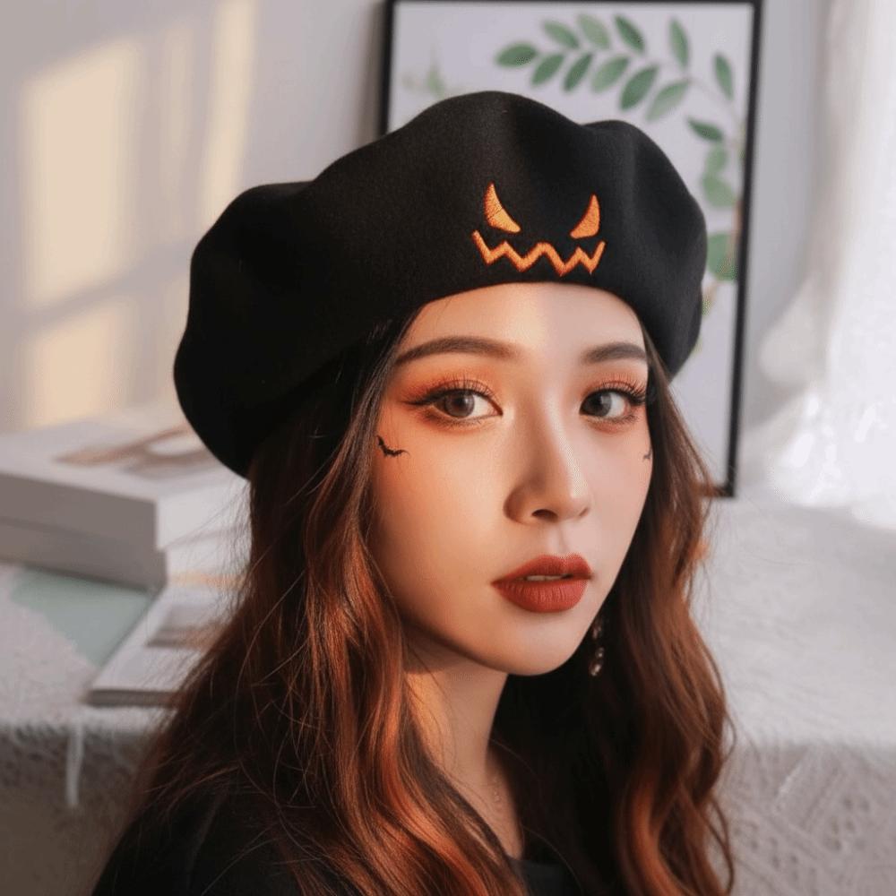 Lightweight Pumpkin Face Cap Embroidered Embroidered Painter Hat Autumn Winter Dress