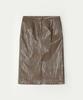 Awi Fake Leather H-Line Skirt_Mocha