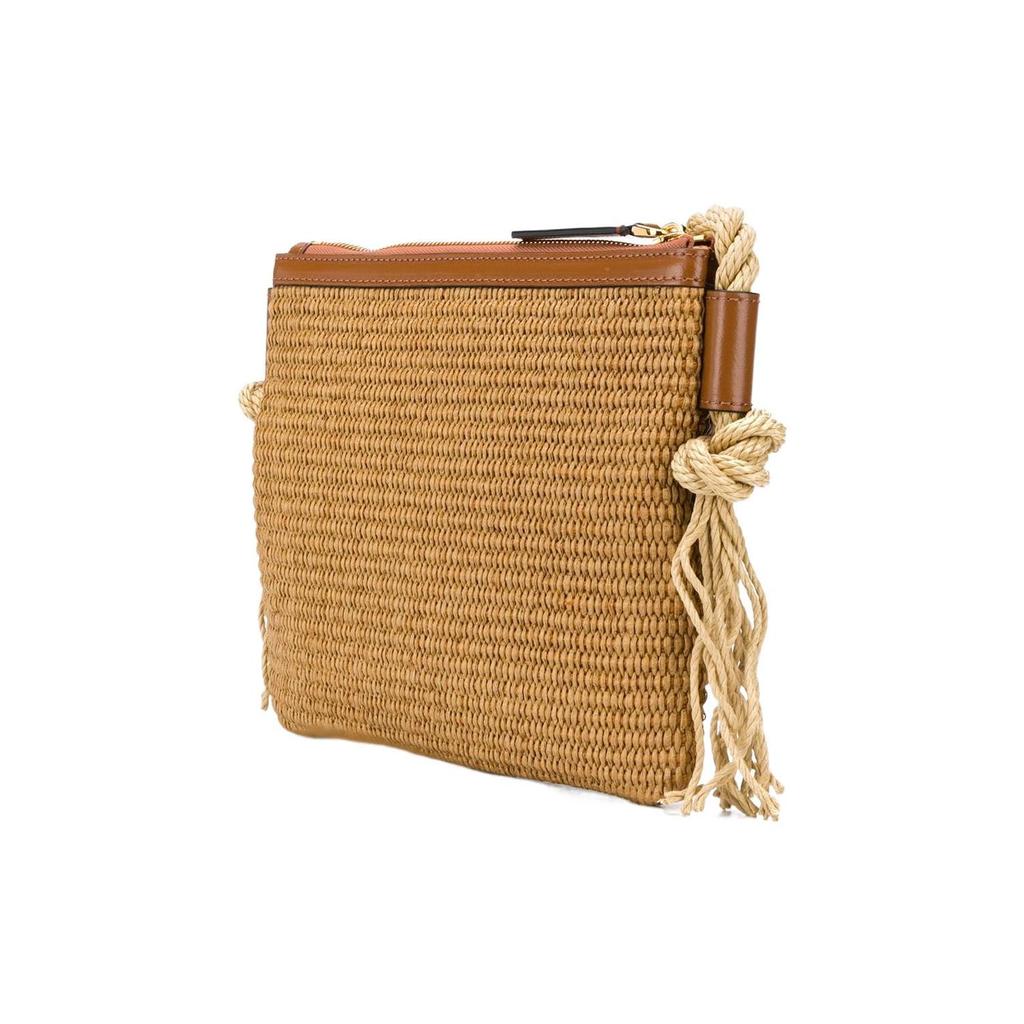 Marni Marcel Woven Design Embroidered Logo Nylon Tote Crossbody Shoulder Bag Women Bags Beige Brown PHMO0011U1P386000M50