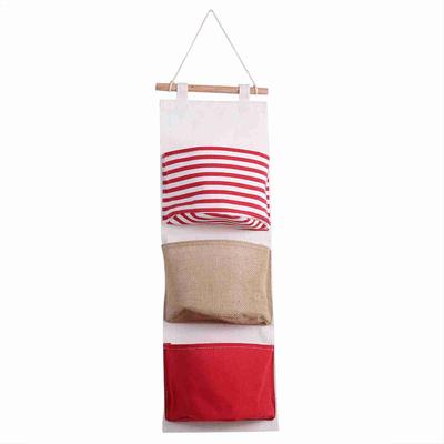Bolsa de almacenamiento de lino de 3 capas Bolsa colgante para armario Bolsillo de pared Juguetes