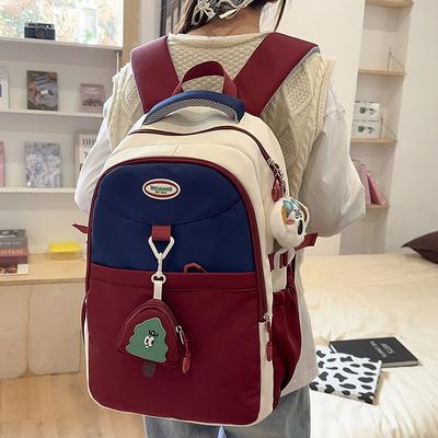 School Bag Korean Version Contrasting Colors, High Quality and Large Capacity, Junior High School Student School Bag, High Value Ridge Protection