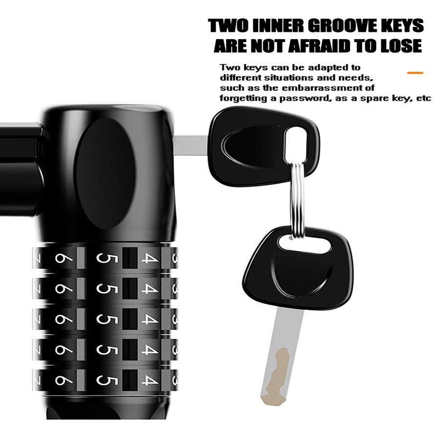 combination lock, thick steel cable lock mountain bike password key double open lock outdoor riding anti-theft lock