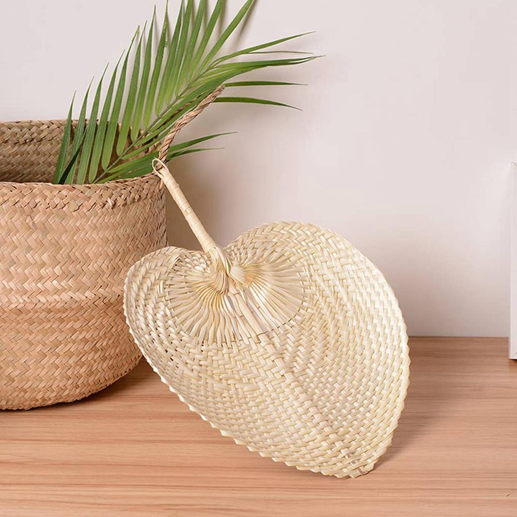 Versatile Natural Handmade Straw Fan Hand-Woven Palm Leaf Hand Woven Summer Cooling Mosquito Repellent Hand Fans Farmhouse Decor