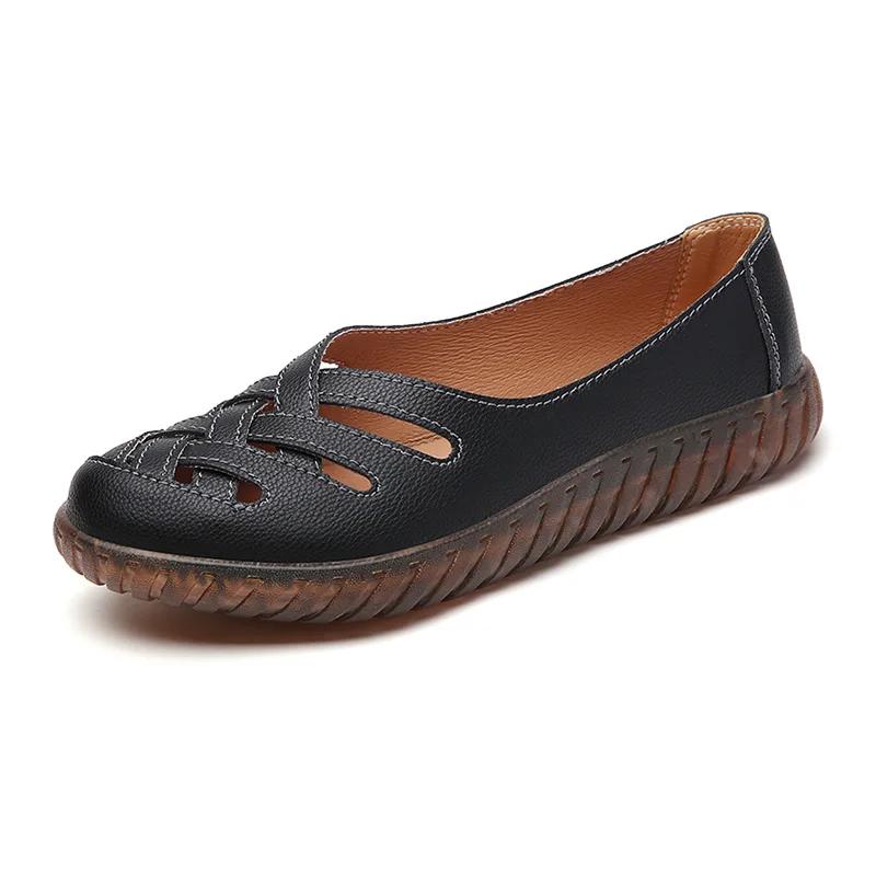 

Женские летние мокасины из вулканизированной искусственной кожи, повседневная обувь для женщин 2024 года, удобная модная обувь для активного отдыха 41 чёрный