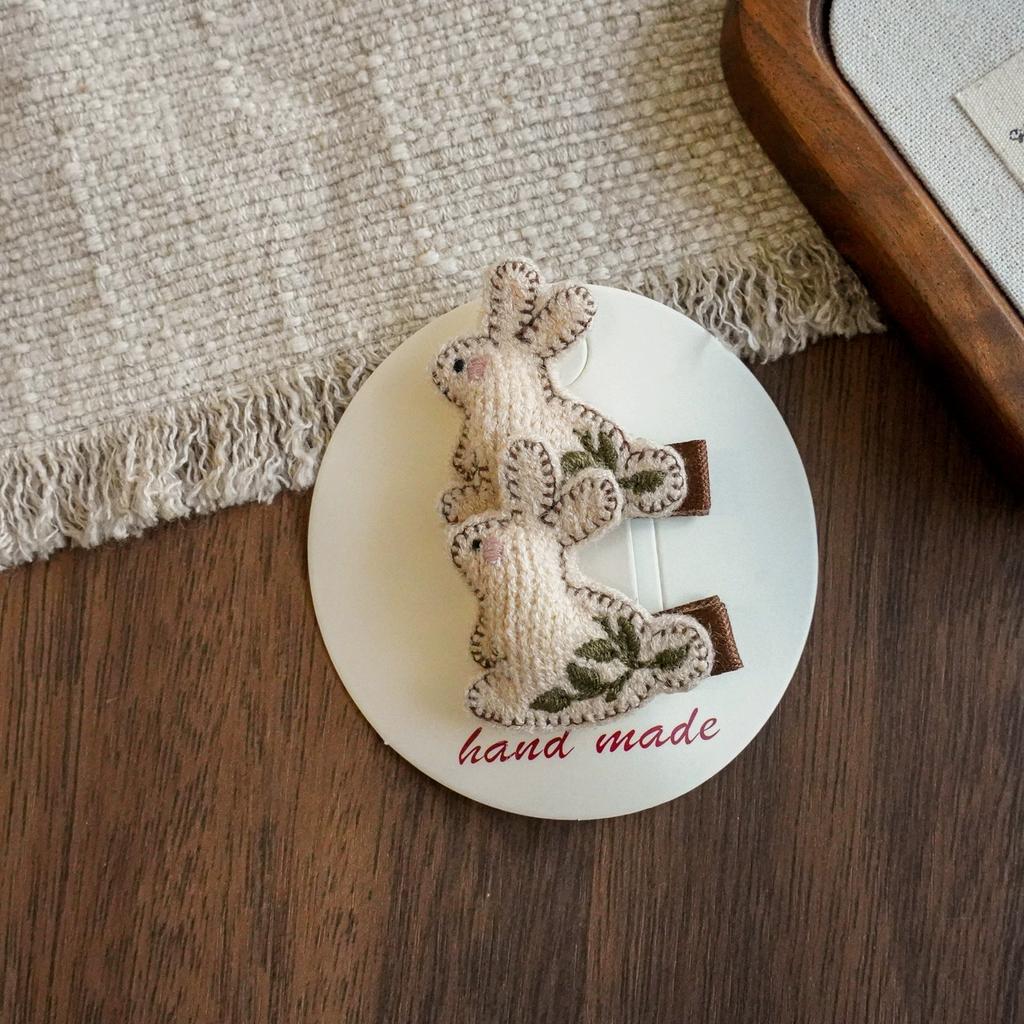 2 Stück Cartoon Haarspangen für Babymädchen Häkel-Haarnadeln Kinder Seitenclip Neugeborenen Haarschmuck Kinder Niedliche Kaninchen Haarspangen