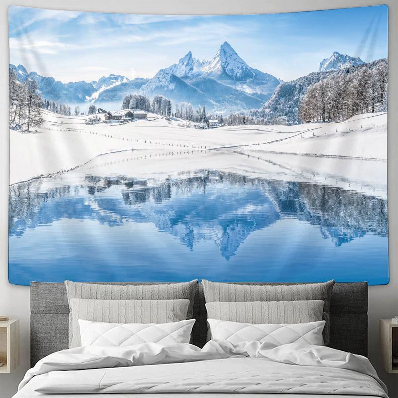 Winter Snow Mountain Landscape Tapestry Bedroom Living Room Wall Art 74x94cm(29x37in)