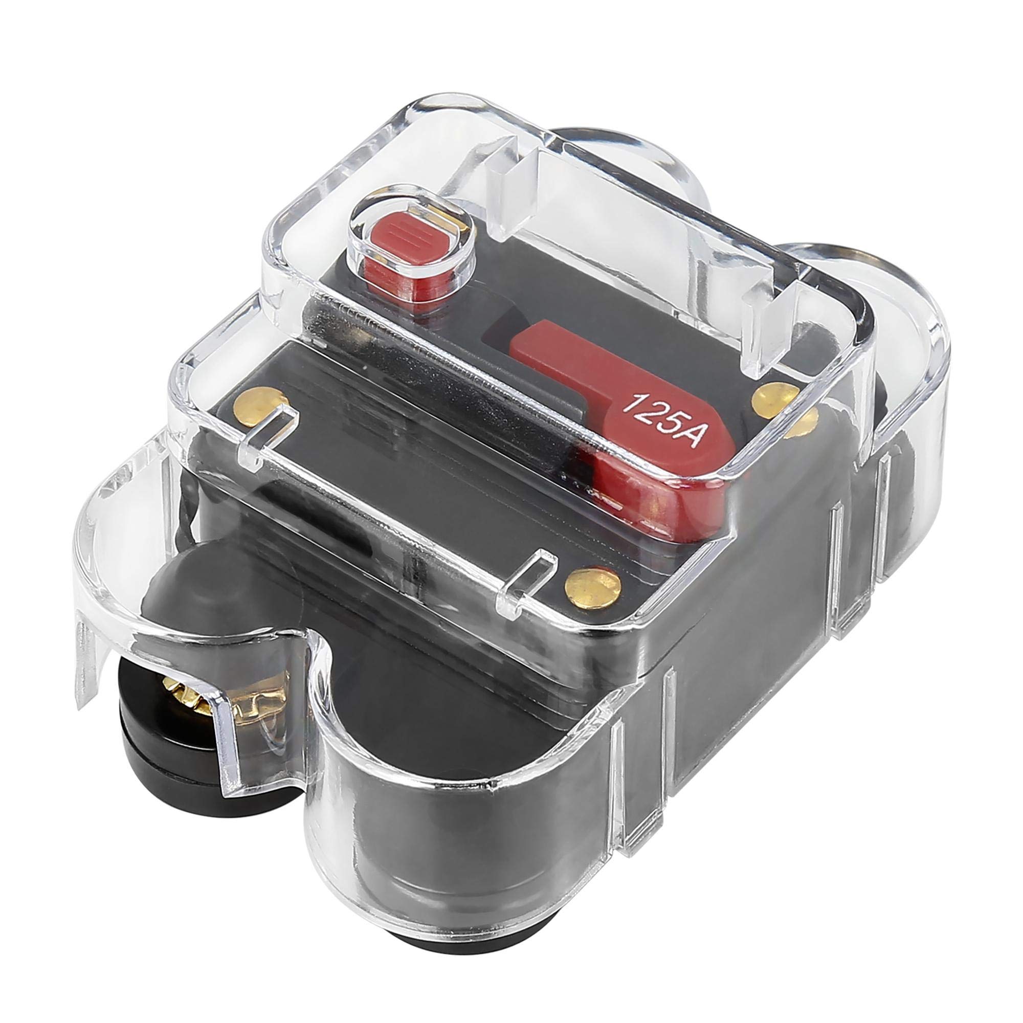 

X AUTOHAUX Circuit Breaker Fuse Holder Fuse Box Inverter Manual Reset for Car Audio 125A Waterproof Pack of 1