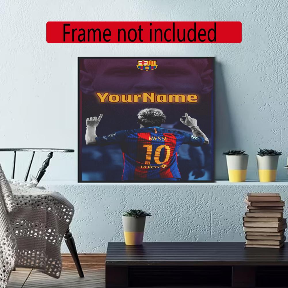 Messi Customize Your Name Diamond Painting Round Diamond Diy Frameless Holiday Artwork Suitable For Home Office Wall Decoration