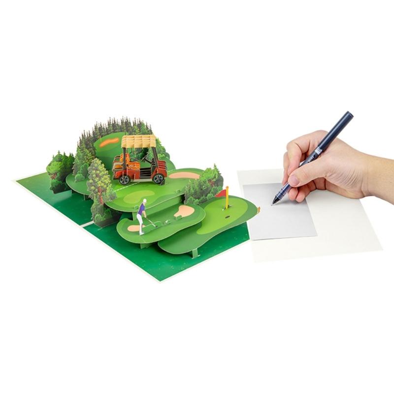 Handgefertigte Golfplatz-Cart 3D Popup Grußkarte Sportveranstaltung Themenkarte Ornament Für Partydekorationen
