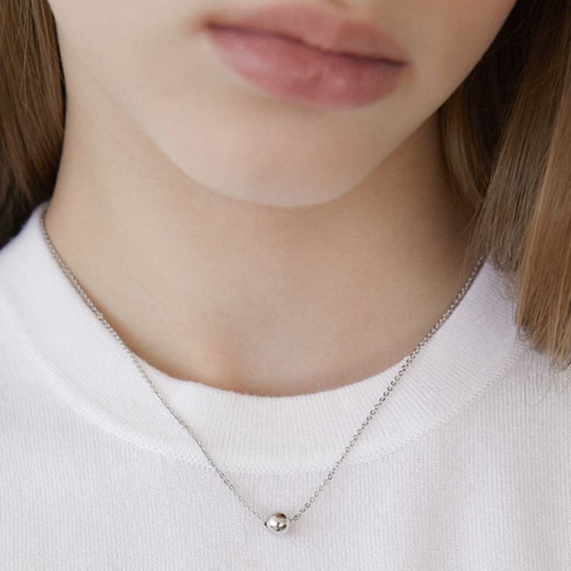 Halden 6mm Simple Ball Necklace (N038_silver)