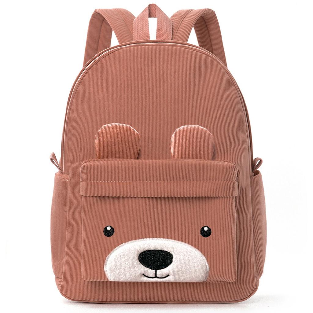 Corduroy Children's Backpack Elementary School Bag Fashi Casual Bear Backpack Large Capacity Backpack