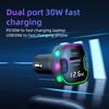 K7 USB+Type-C Car Charger Phone Fast Charging Adapter Cigarette Lighter with Light
