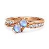 Moonstone Twin Stone Pave Bypass Ring - 925 Sterling Silver Rose Gold Vermeil