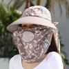 Women's Floral Wide Brim Sunshade Hat with Face & Neck UV Protection - Breathable for Outdoor & Tea Picking Activities