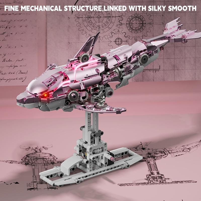 Motorized Dolphin Building Kit 888Pcs Light Up Ocean Creature Series Linkage Creative MOC Desk Decor Gift For Adults Kids