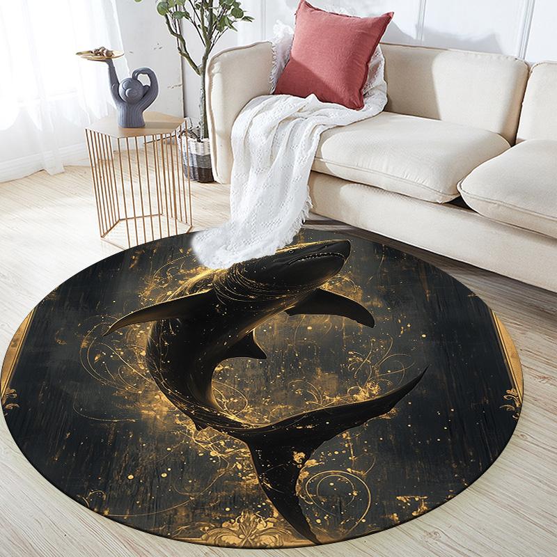 Shark,Round Area Rug,Carpet Rug for Living Room Bedroom Sofa Playroom Decor,Non-slip Floor Mat